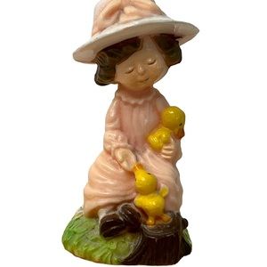 Hallmark Merry Miniature Girl Ducks Easter Pink Yellow RARE 1975 RARE VGC
